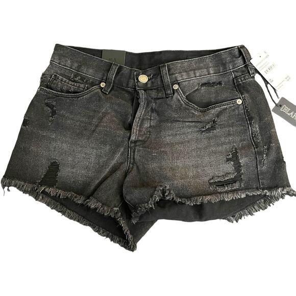 Blank NYC Pants - Blank NYC Shorts Womens 26 Washed Black Distressed Denim Mid Rise Button Fly NWT